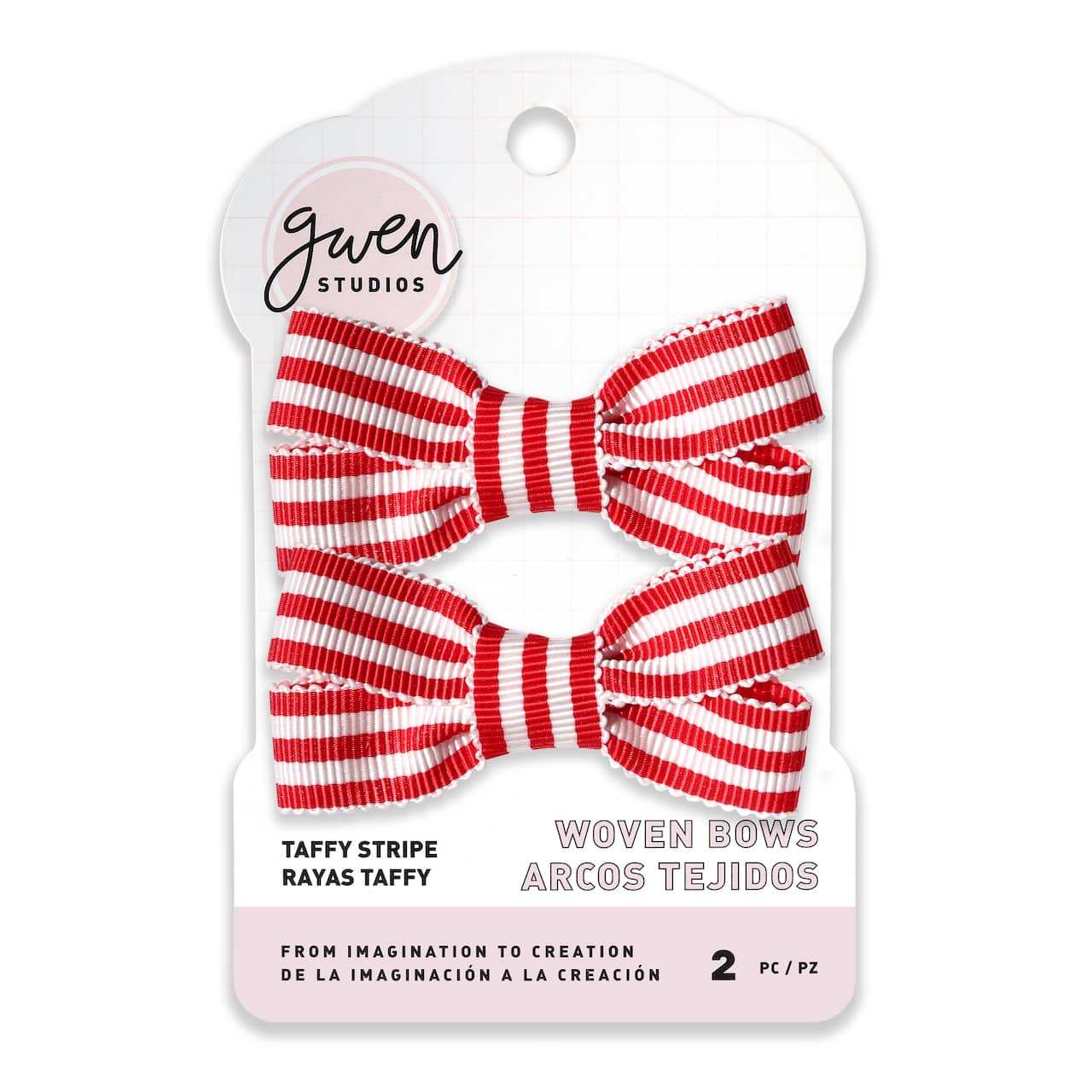 Gwen Studios Red & White Stripe Grosgrain Bows, 2ct.